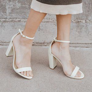 Lulu’s Taylor Strappy Coveted Block Heels | Off White | Women’s Size 6